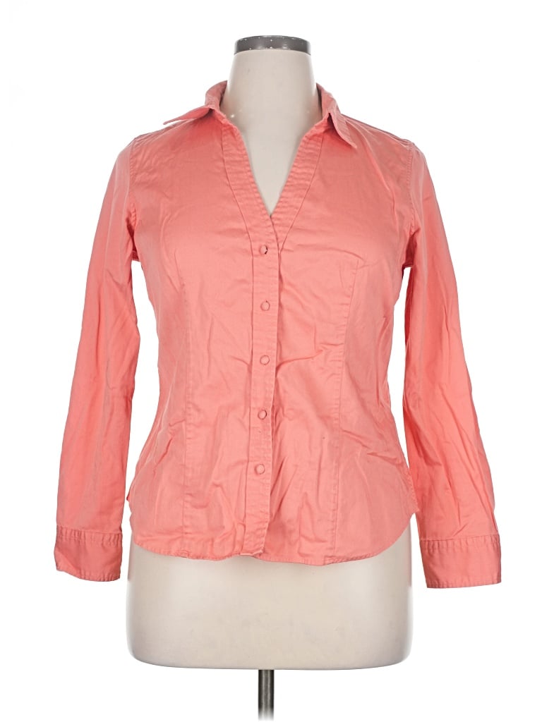 Pre-owned Talbots 3/4 Sleeve Button Down Shirt In Pink