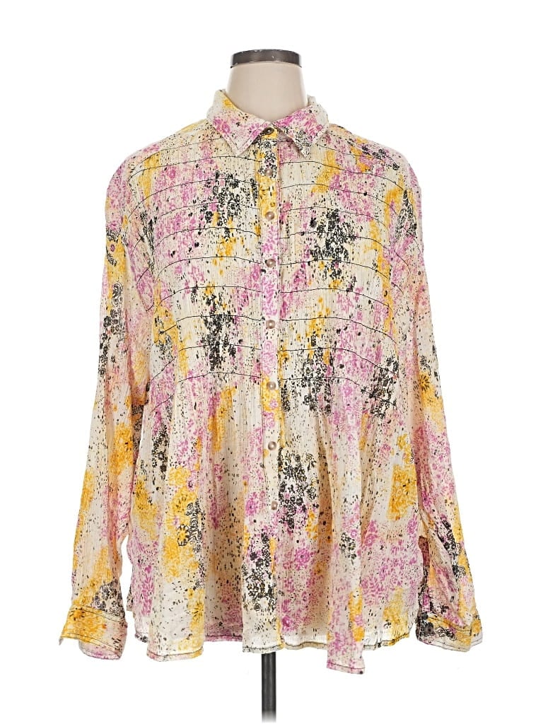 Pre-owned Pilcro Long Sleeve Blouse In Yellow