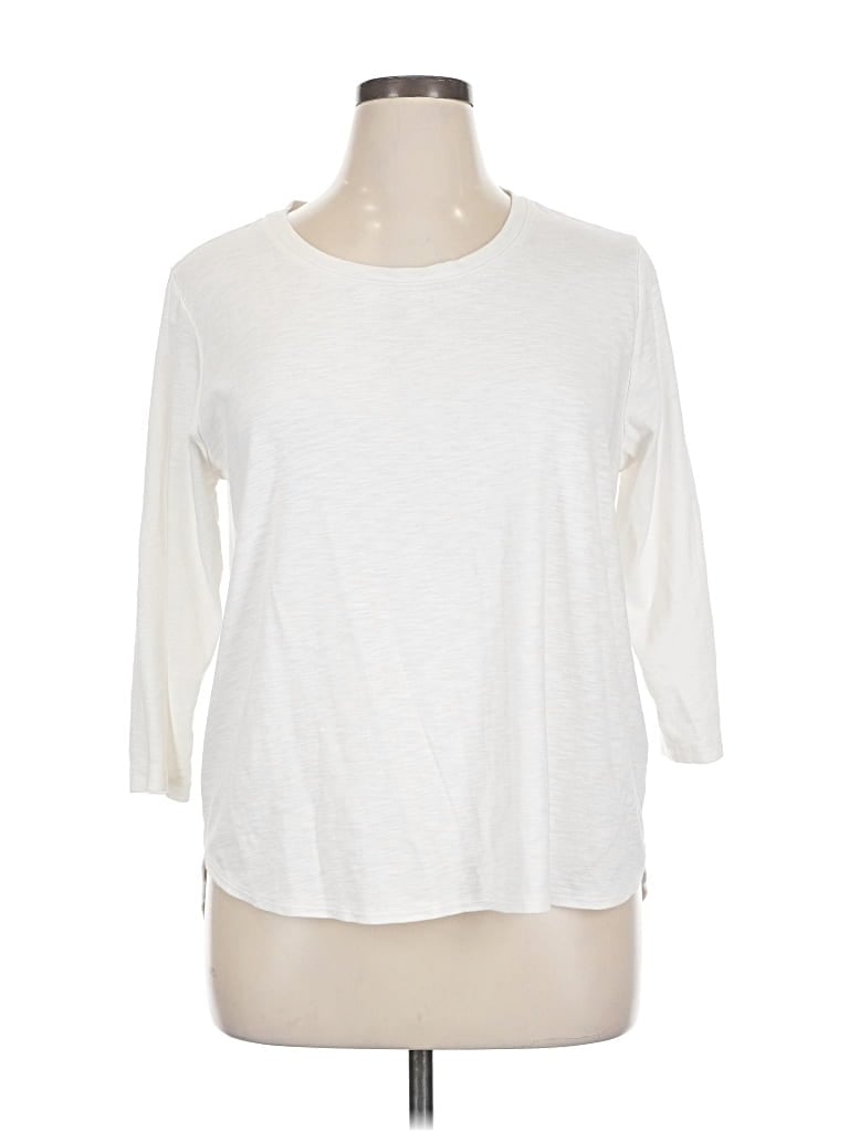 Pre-owned Kirkland Signature 3/4 Sleeve T-shirt In White