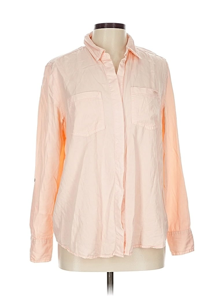 Pre-owned Dkny Jeans Long Sleeve Button Down Shirt In Orange