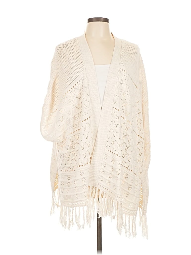 Pre-owned Fatface Cardigan Sweater In White