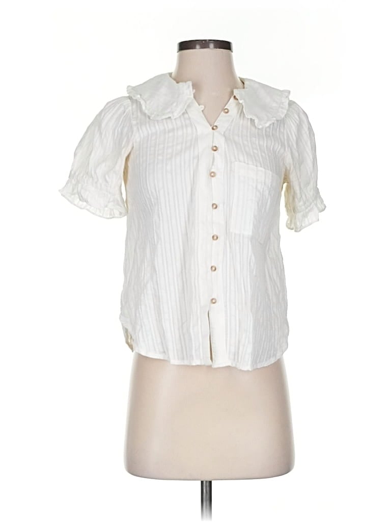 Pre-owned Pilcro Short Sleeve Blouse In White