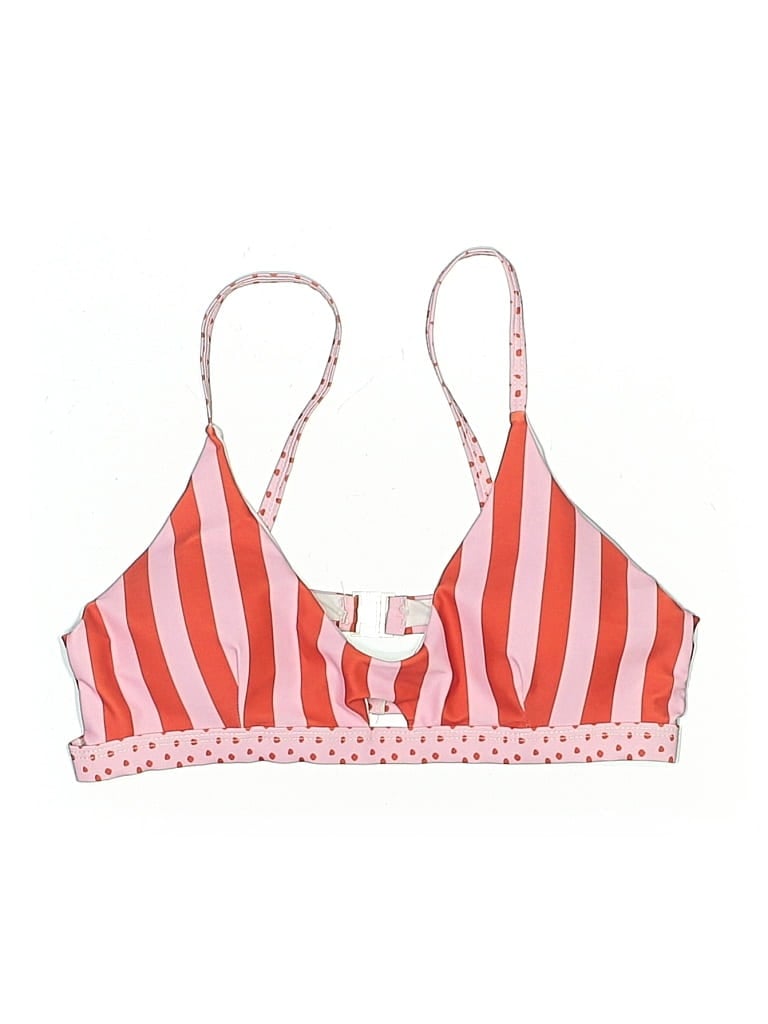 Pre-owned Unbranded Swimsuit Top Pink Stripes Pattern Swimwear