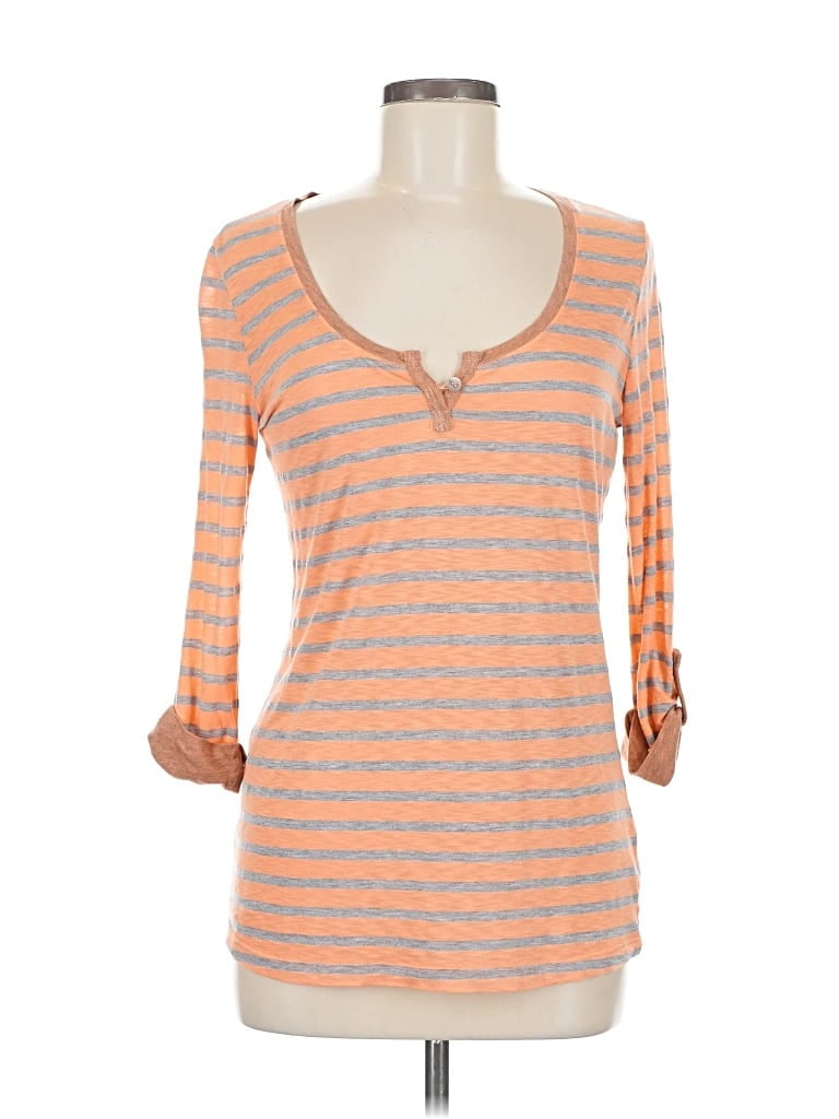 Pre-owned Splendid 3/4 Sleeve Top Orange Keyhole Neckline Tops