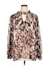 Torrid 100% Polyester Animal Print Brown White Long Sleeve Blouse Size 1X Plus (1) - photo 1