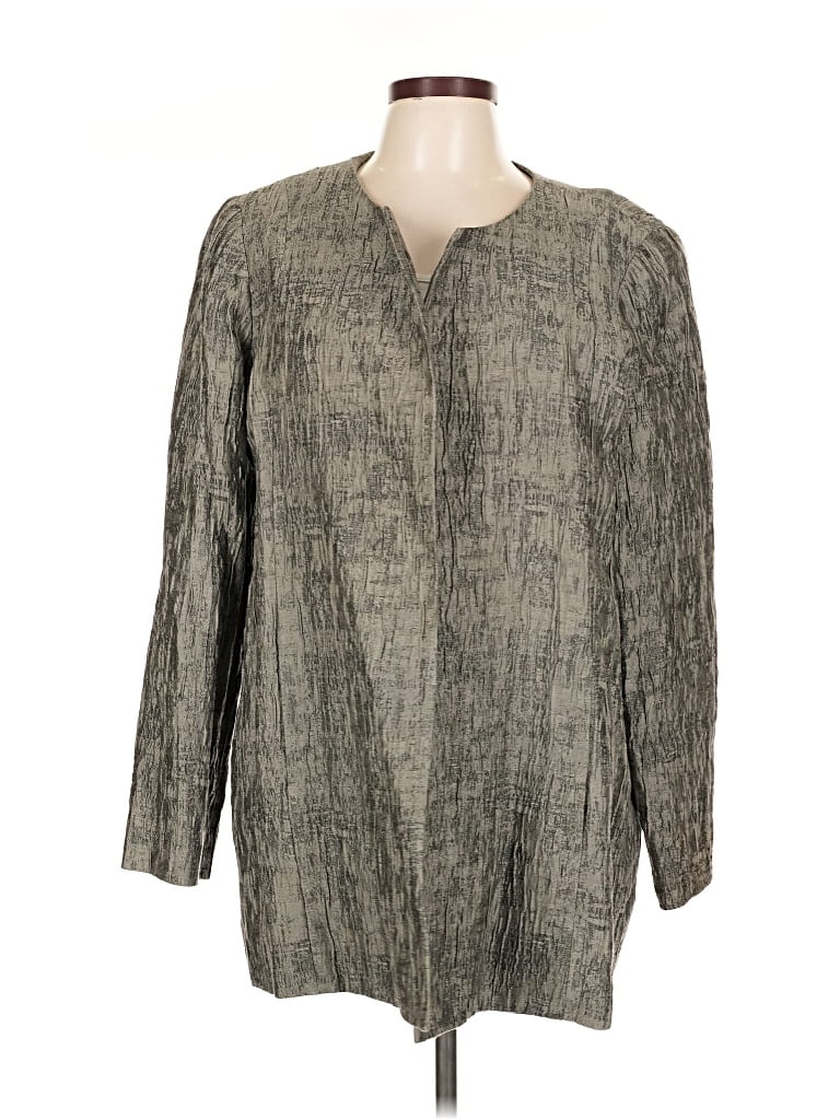 Pre-owned Eileen Fisher Coat In Gray