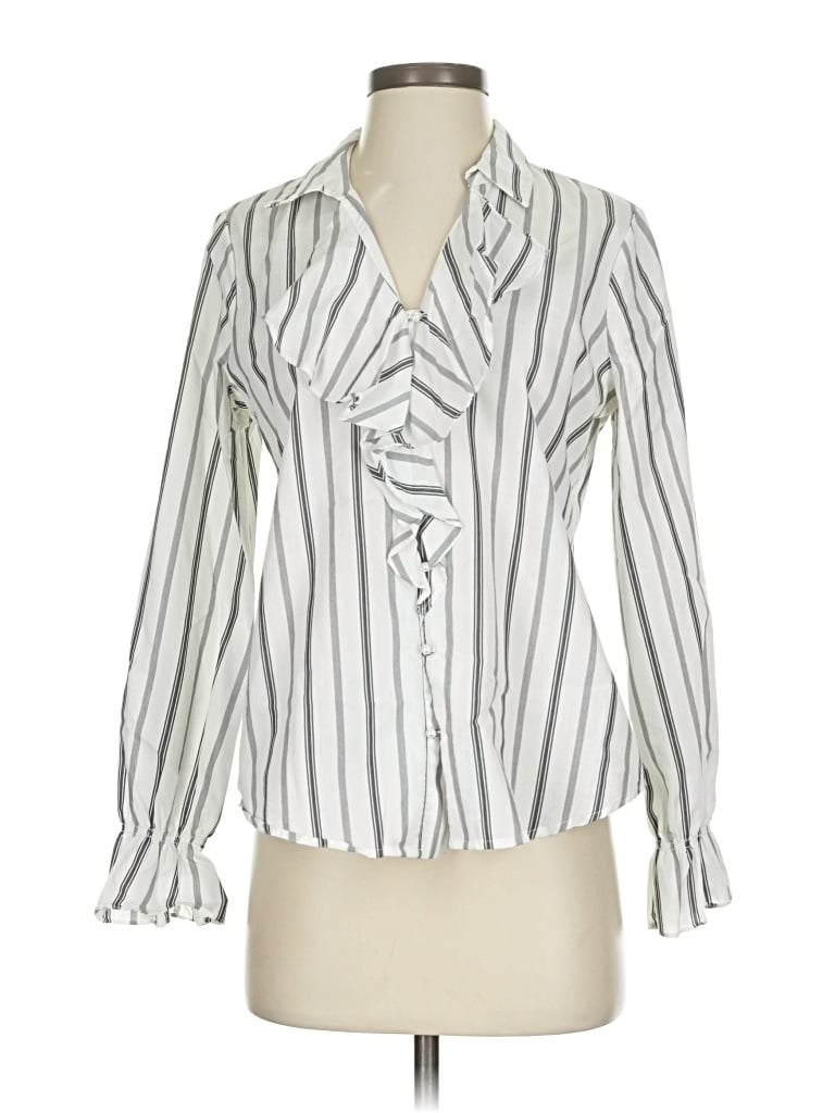 Pre-owned Karl Lagerfeld Long Sleeve Blouse In White