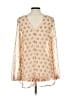 Blu Pepper 100% Polyester Tan Orange Long Sleeve Blouse Size L - photo 2