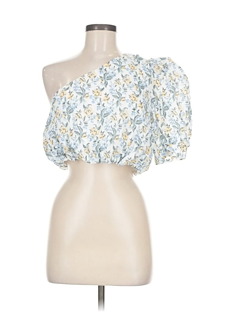 Pre-owned En Saison Short Sleeve Blouse In Blue