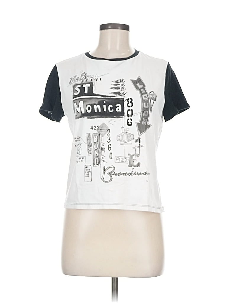 Pre-owned Desigual Short Sleeve Top White Crew Neck Tops