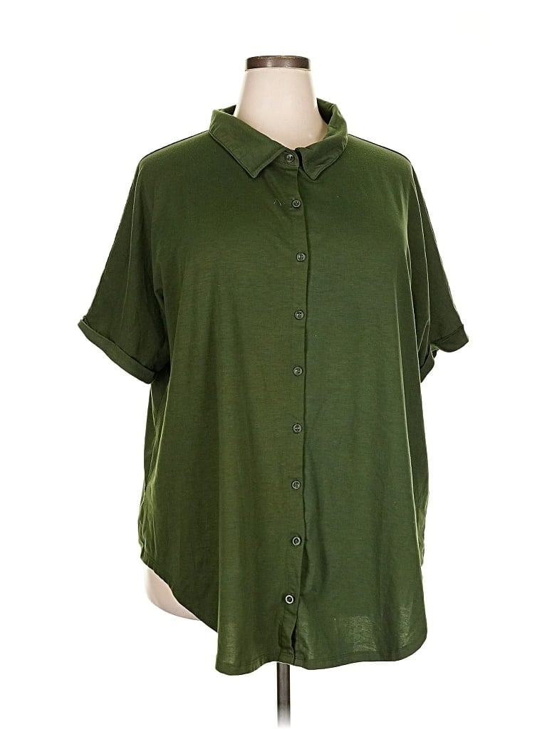 Pre-owned Lularoe Short Sleeve Blouse In Green