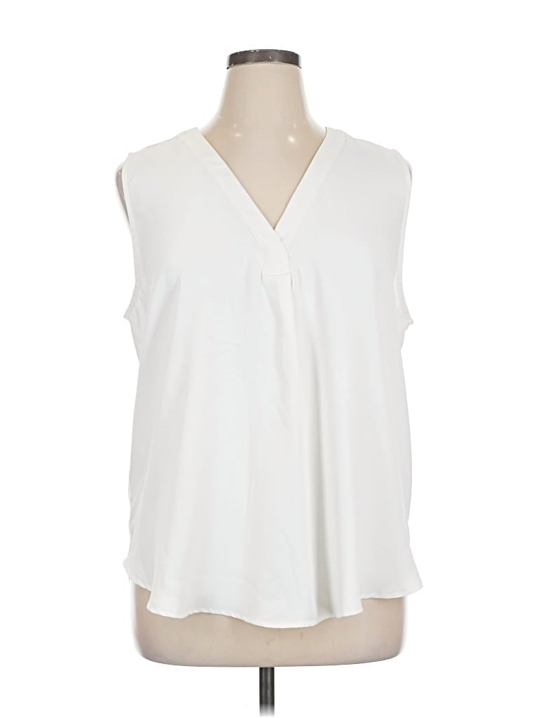 Pre-owned Ann Taylor Sleeveless Blouse In White