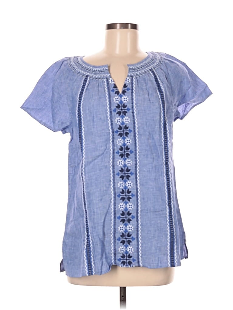 Pre-owned Talbots Short Sleeve Blouse In Blue
