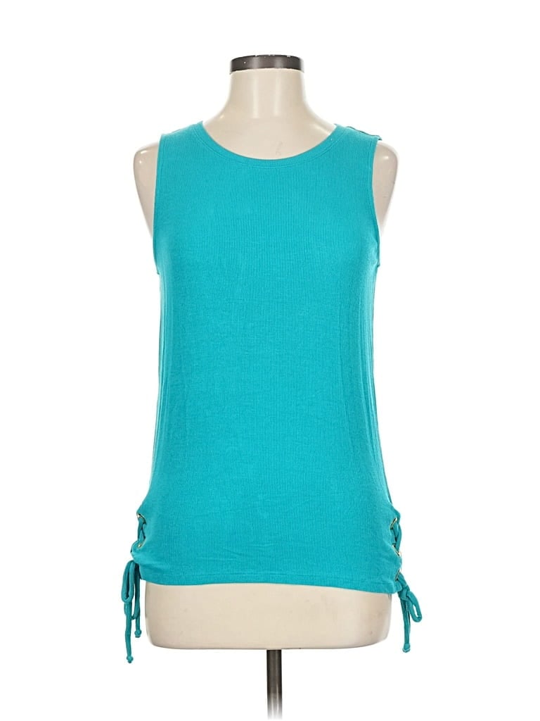 Pre-owned Inc International Concepts Sleeveless Top Teal Halter Neckline Tops In Blue