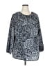 MICHAEL Michael Kors 100% Polyester Gray Black 3/4 Sleeve Blouse Size 2X - photo 1