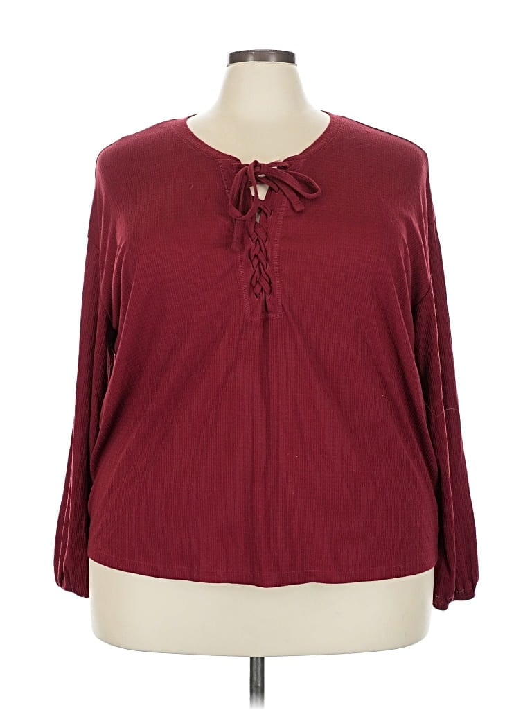 Pre-owned Torrid Long Sleeve Blouse In Burgundy