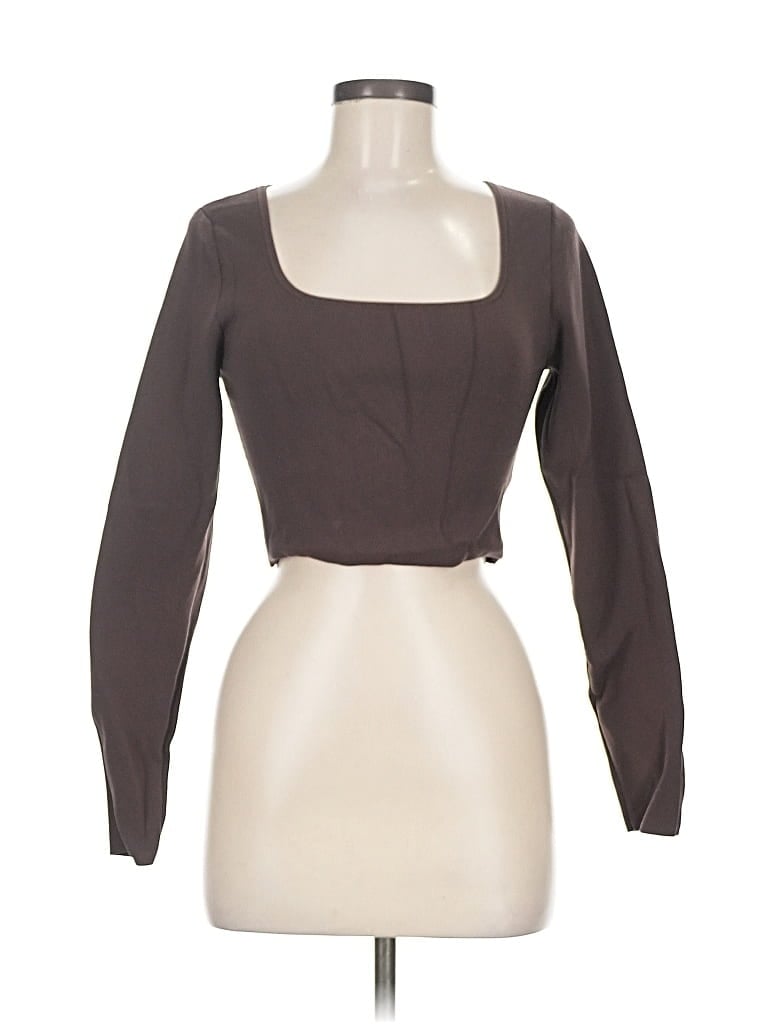 Pre-owned Babaton Long Sleeve Top Brown Square Neckline Tops