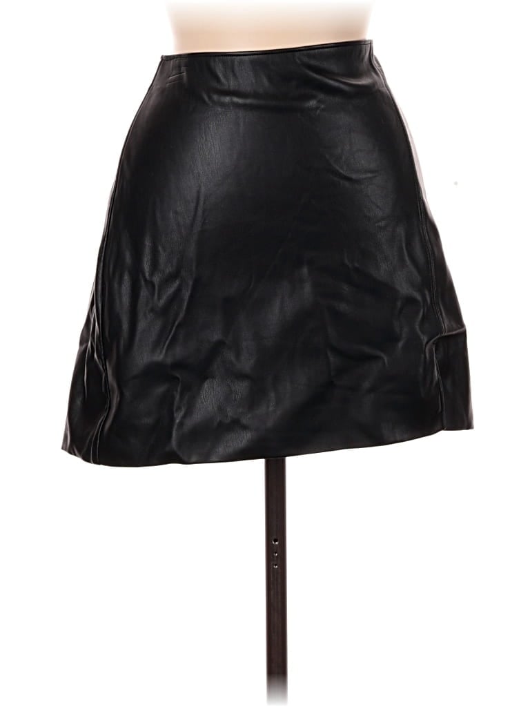 Pre-owned Hollister Faux Leather Skirt In Black