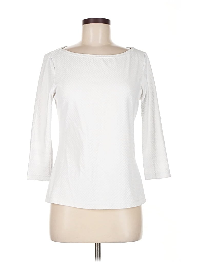 Pre-owned J. Mclaughlin 3/4 Sleeve Top White Boatneck Tops