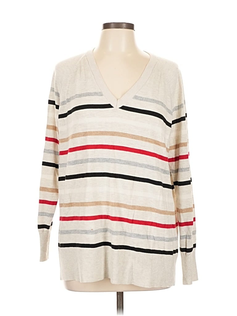 Pre-owned Ann Taylor Loft Pullover Sweater In White