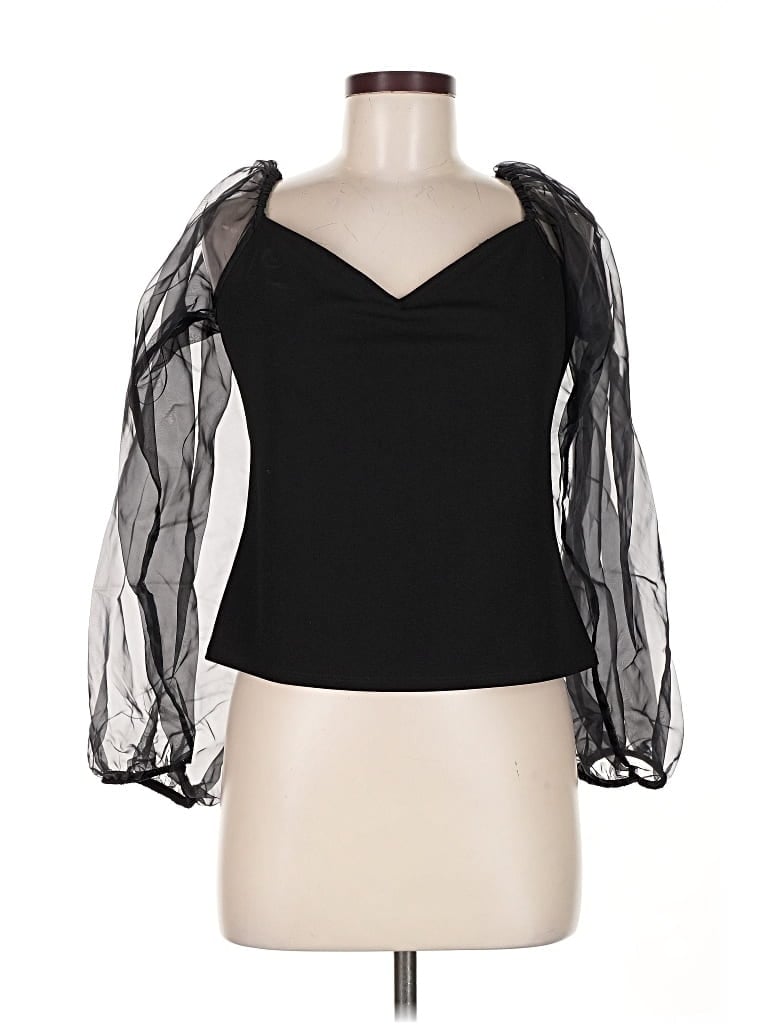 Pre-owned Express 3/4 Sleeve Top Black Sweetheart Neckline Tops