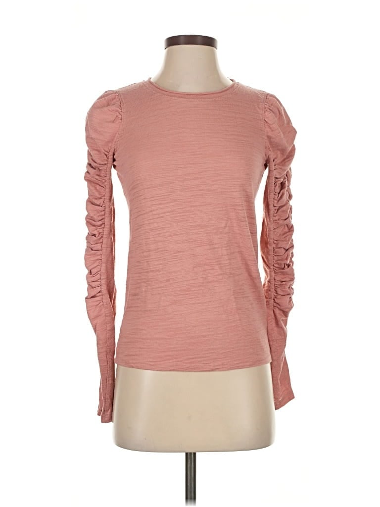 Pre-owned We The Free Long Sleeve Top Pink Boatneck Tops