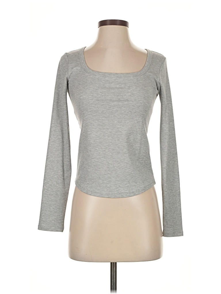 Pre-owned Athleta 3/4 Sleeve T-shirt In Gray