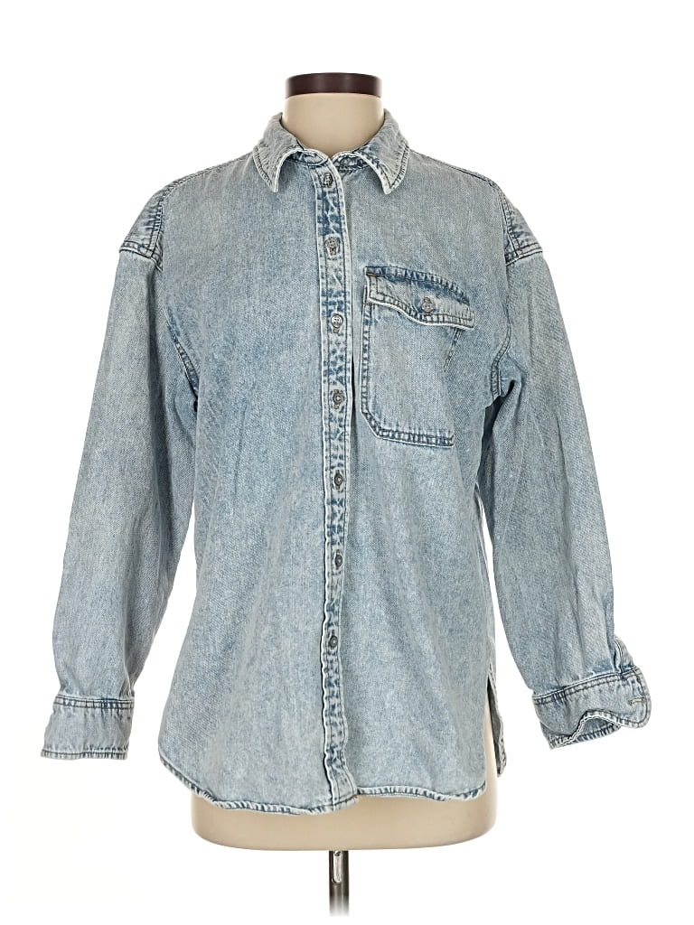 Pre-owned Universal Thread Long Sleeve Button Down Shirt In Blue