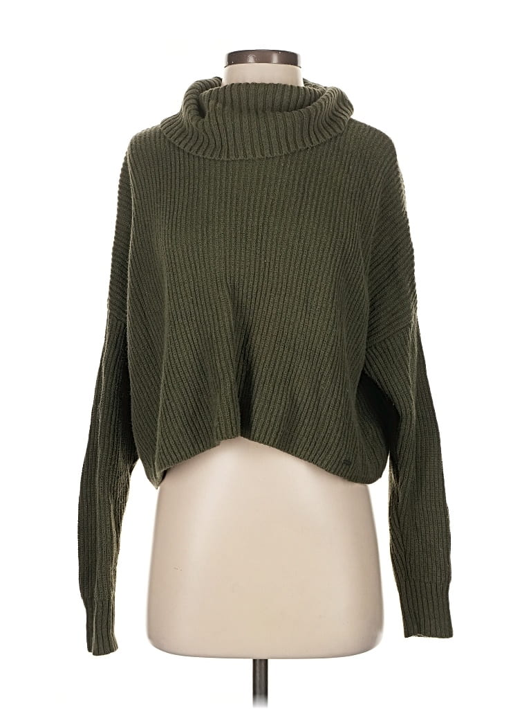 Pre-owned Hollister Turtleneck Sweater In Green
