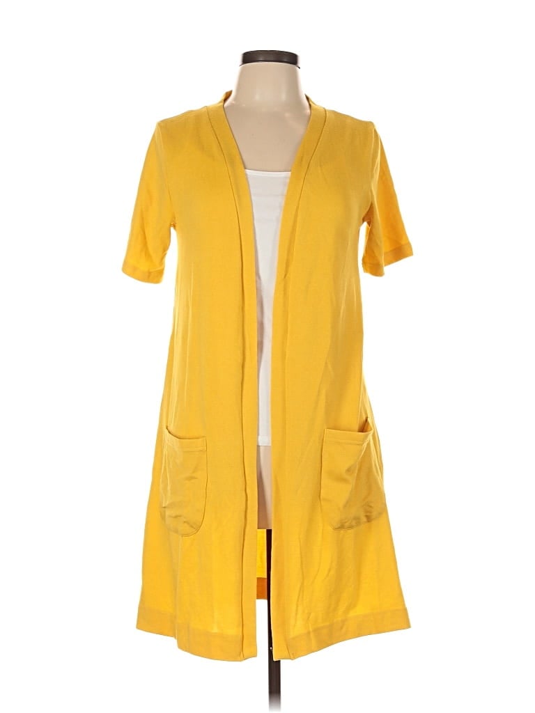 Pre-owned Tickled Teal Cardigan Sweater In Yellow