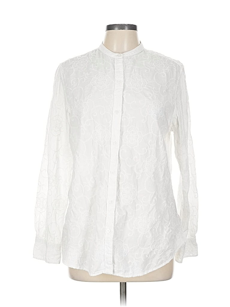Pre-owned Polo Ralph Lauren Long Sleeve Blouse In White