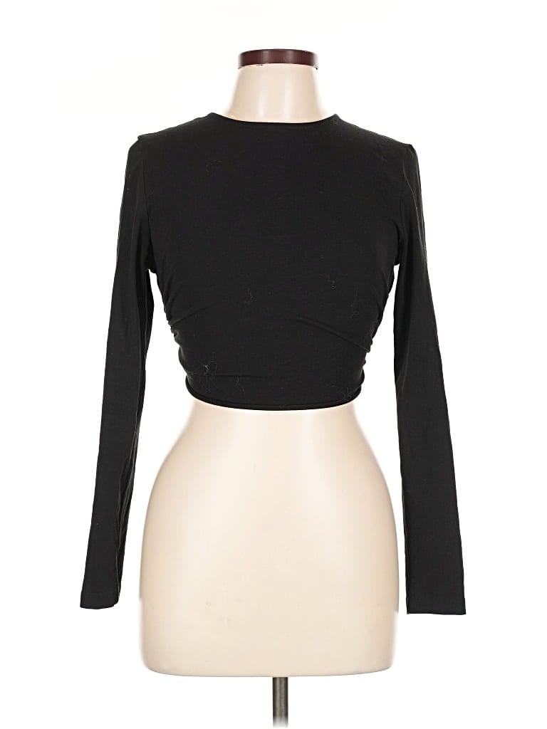 Pre-owned Asos Design Long Sleeve Top Black Boatneck Tops