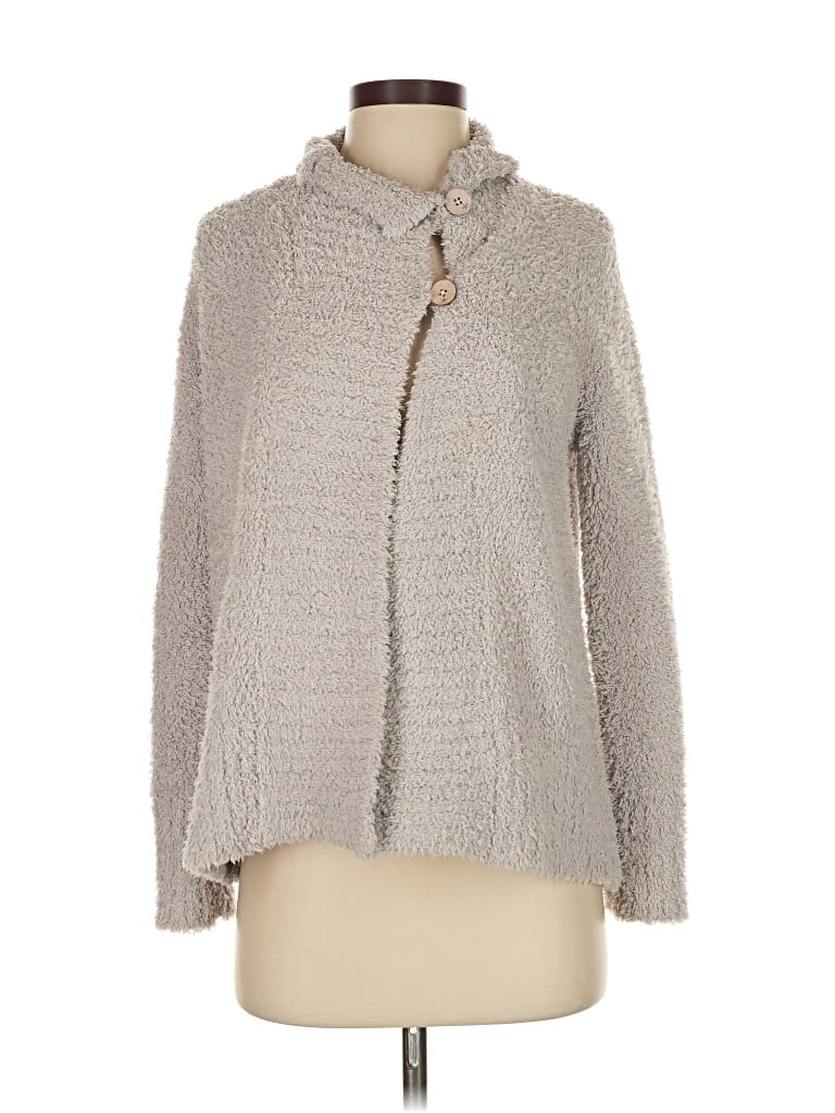 Pre-owned Barefoot Dreams Cozychic Lite Cardigan Sweater In Gray