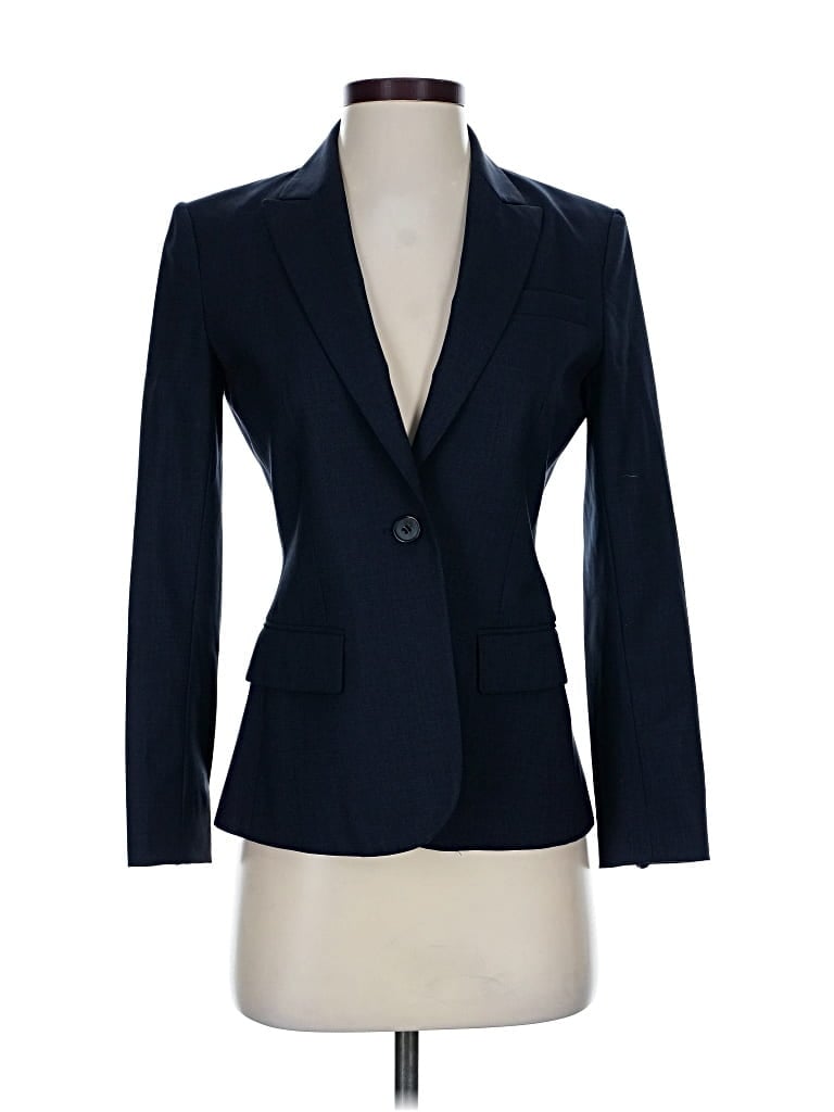 Pre-owned Theory Wool Blazer Jacket In Blue