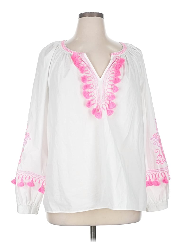 Pre-owned Lilly Pulitzer Long Sleeve Blouse In White