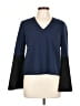 Iris & Ink Color Block Blue Long Sleeve Blouse Size 10 - photo 1