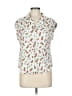Cooper & Ella 100% Rayon Tropical White Sleeveless Button-Down Shirt Size L - photo 1