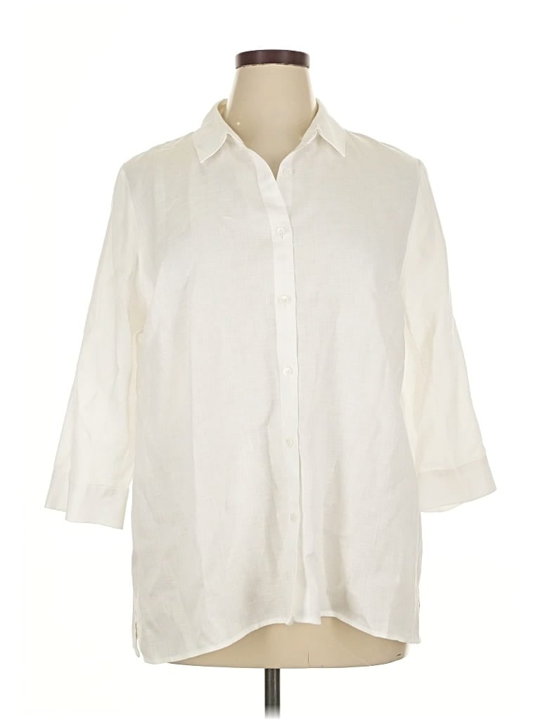 COLDWATER CREEK Pre-owned 3/4 Sleeve Button Down Shirt In White