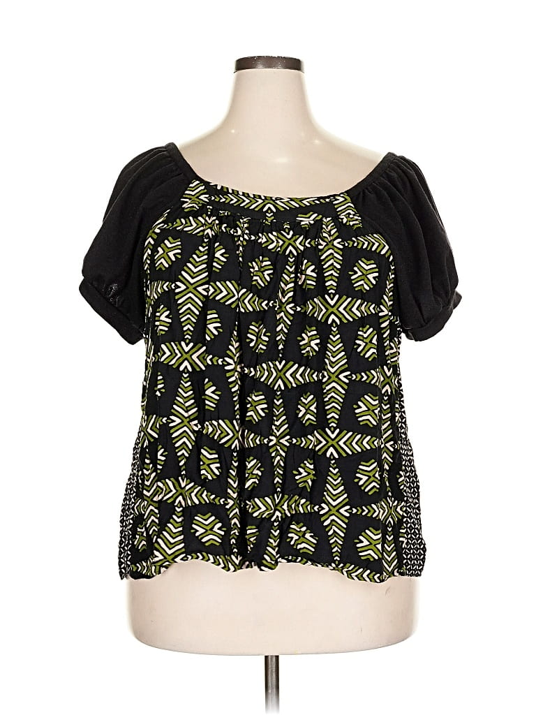 Pre-owned Maeve By Anthropologie Short Sleeve Blouse In Black