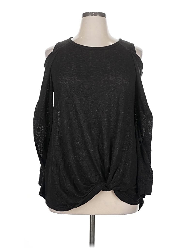 Pre-owned Umgee Long Sleeve Top Black Cold Shoulder Neckline Tops