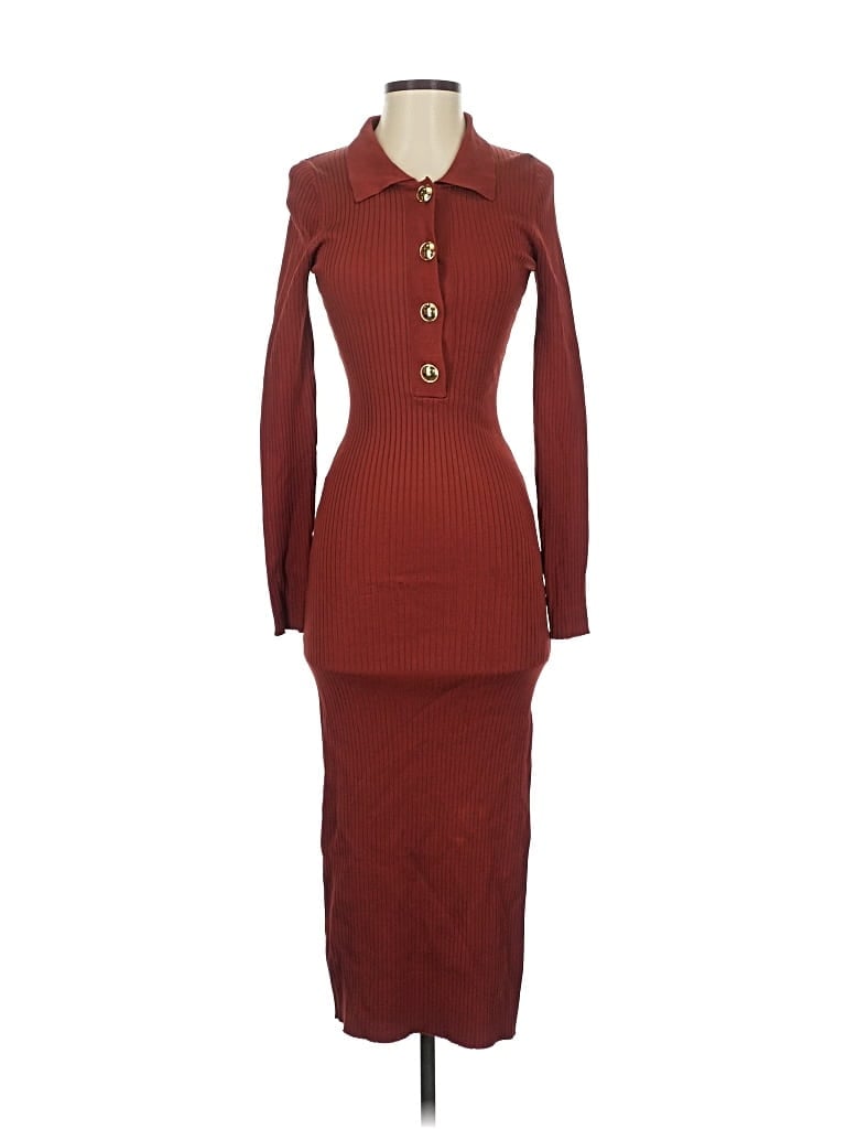 Pre-owned Good American Casual Dress In Burgundy
