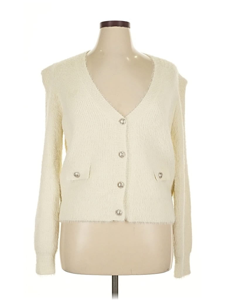 Aqua Cardigan Sweater In White