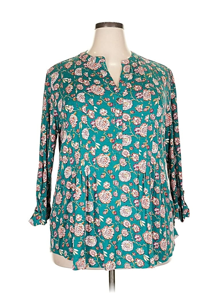 Pre-owned Wonderly 3/4 Sleeve Blouse In Blue
