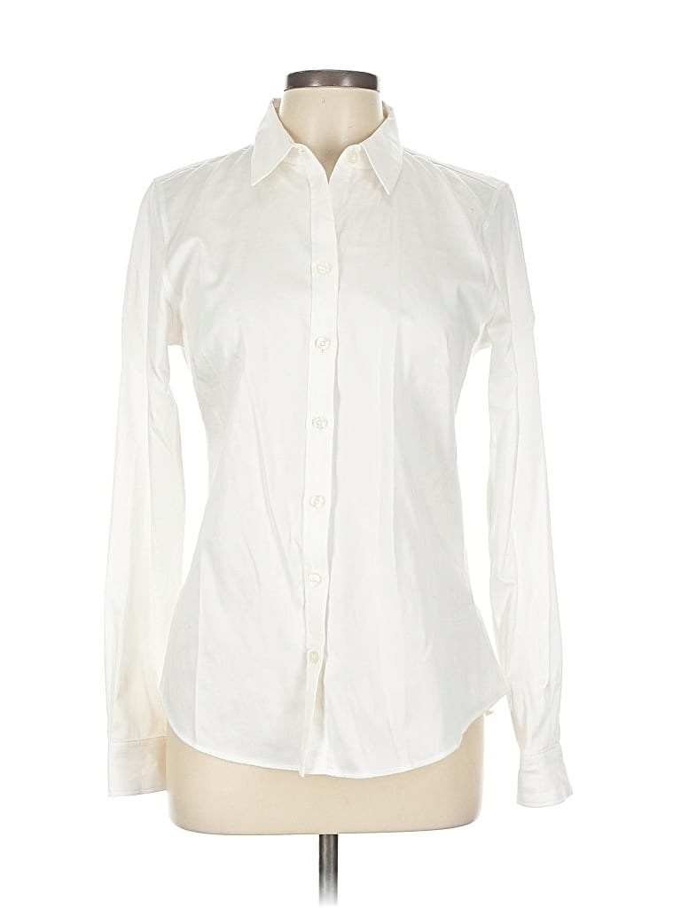 Pre-owned Banana Republic Long Sleeve Polo Shirt In White