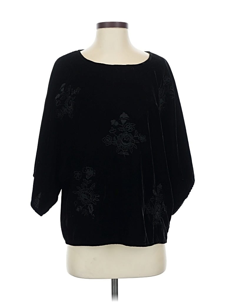 Kyla Seo 3/4 Sleeve Top Black Boatneck Tops