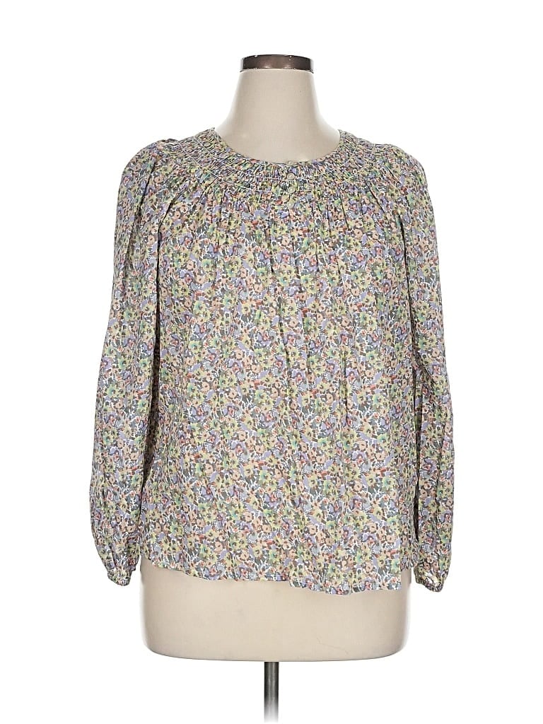 Pre-owned Lucky Brand 3/4 Sleeve Blouse In Gray