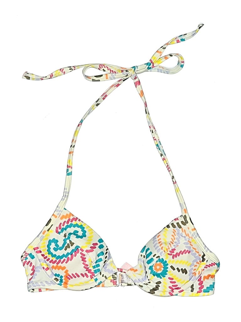 Pre-owned Unbranded Swimsuit Top Ivory Paisley Pattern Swimwear In White