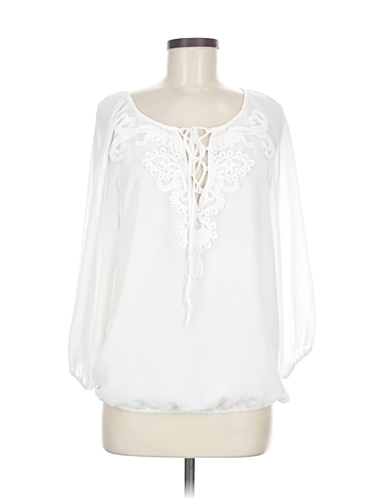 Pre-owned Max Studio 3/4 Sleeve Blouse In White