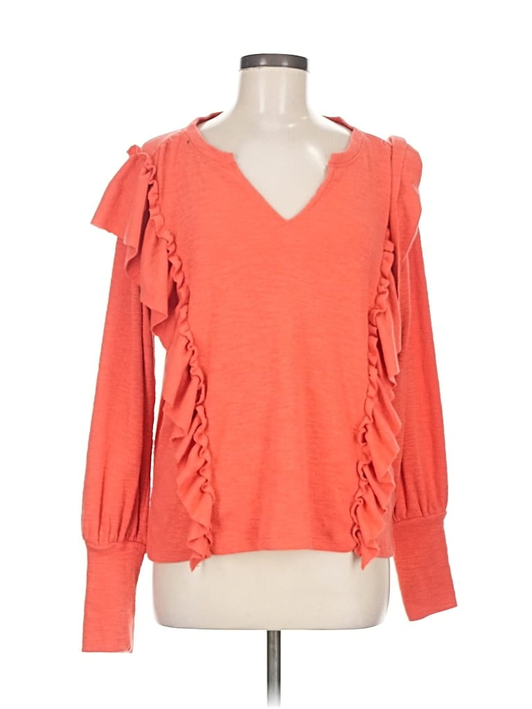 Pre-owned Pilcro Long Sleeve Top Orange Cold Shoulder Neckline Tops