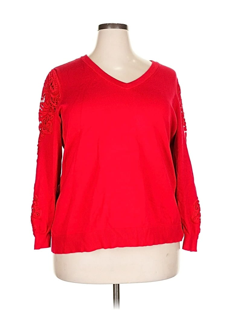 Pre-owned Lane Bryant 3/4 Sleeve T-shirt In Red